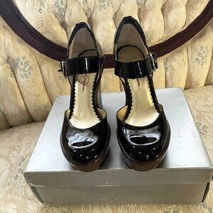 Beautiful Jessica Simpson black platform Mary Jane wedges size 7